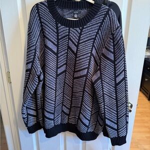 Alfani Black and Gray Patterned Men's Crewneck Sweater